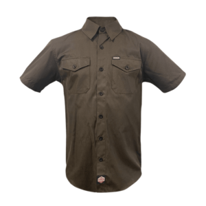 Dixxon Workforce Short Sleeve Work Shirt, Brown-Black Striped
