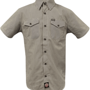 Dixxon Workforce Short Sleeve Work Shirt, Black-White Striped