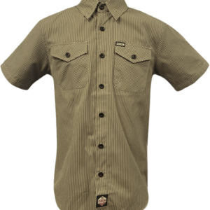 Dixxon Workforce Short Sleeve Work Shirt, Khaki-Black Striped
