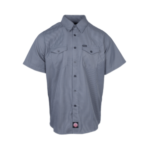 Dixxon Workforce Short Sleeve Work Shirt, Grey-Brown Striped