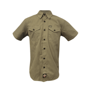 Dixxon Workforce Short Sleeve Work Shirt, Khaki-Black Striped