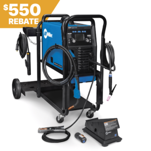 Miller Electric Multimatic® 220 AC/DC w/ Dual Cylinder Welding Cart & Wireless Foot Pedal | Kristian Canada
