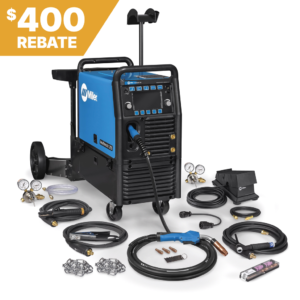 Miller Electric Multimatic® 255 Multiprocess Welder w/ EZ-Latch™ Dual Cylinder Running Gear & TIG Kit - 208-575V | Kristian Canada